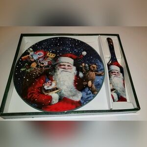 Christmas Cake Plate and Server Set